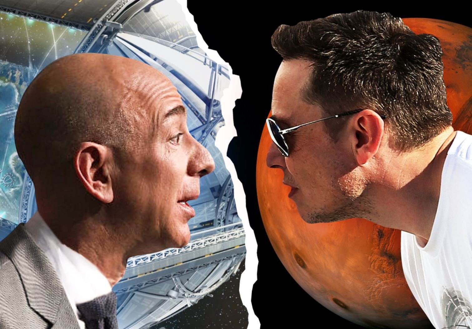 Jeff Bezos (left), founder of Blue Origin, and Elon Musk, founder of SpaceX, have been feuding for years over their rival plans for space exploration. Photos: Blue Origin/Nasa/Getty Images/Reuters/Business Insider