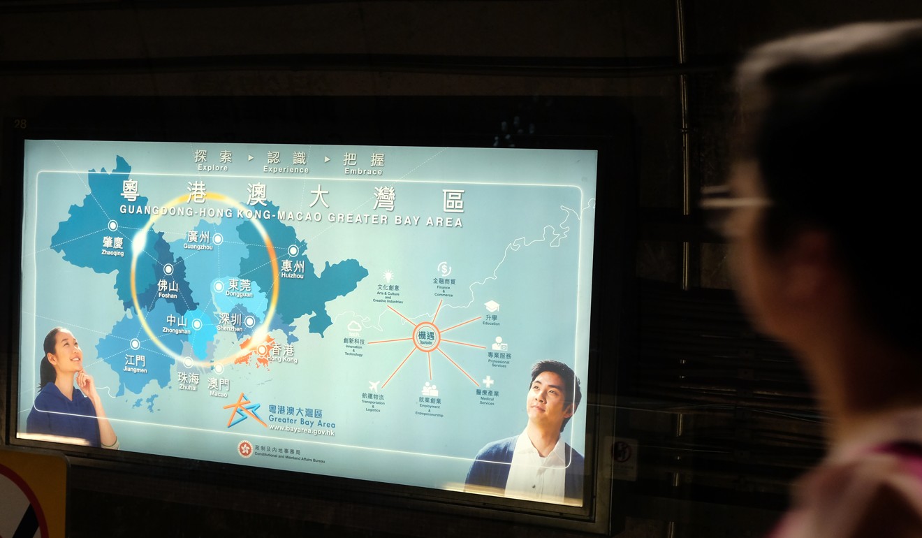 An advertisement for the Greater Bay Area project displayed at MTR station in Causeway Bay. Photo: Fung Chang