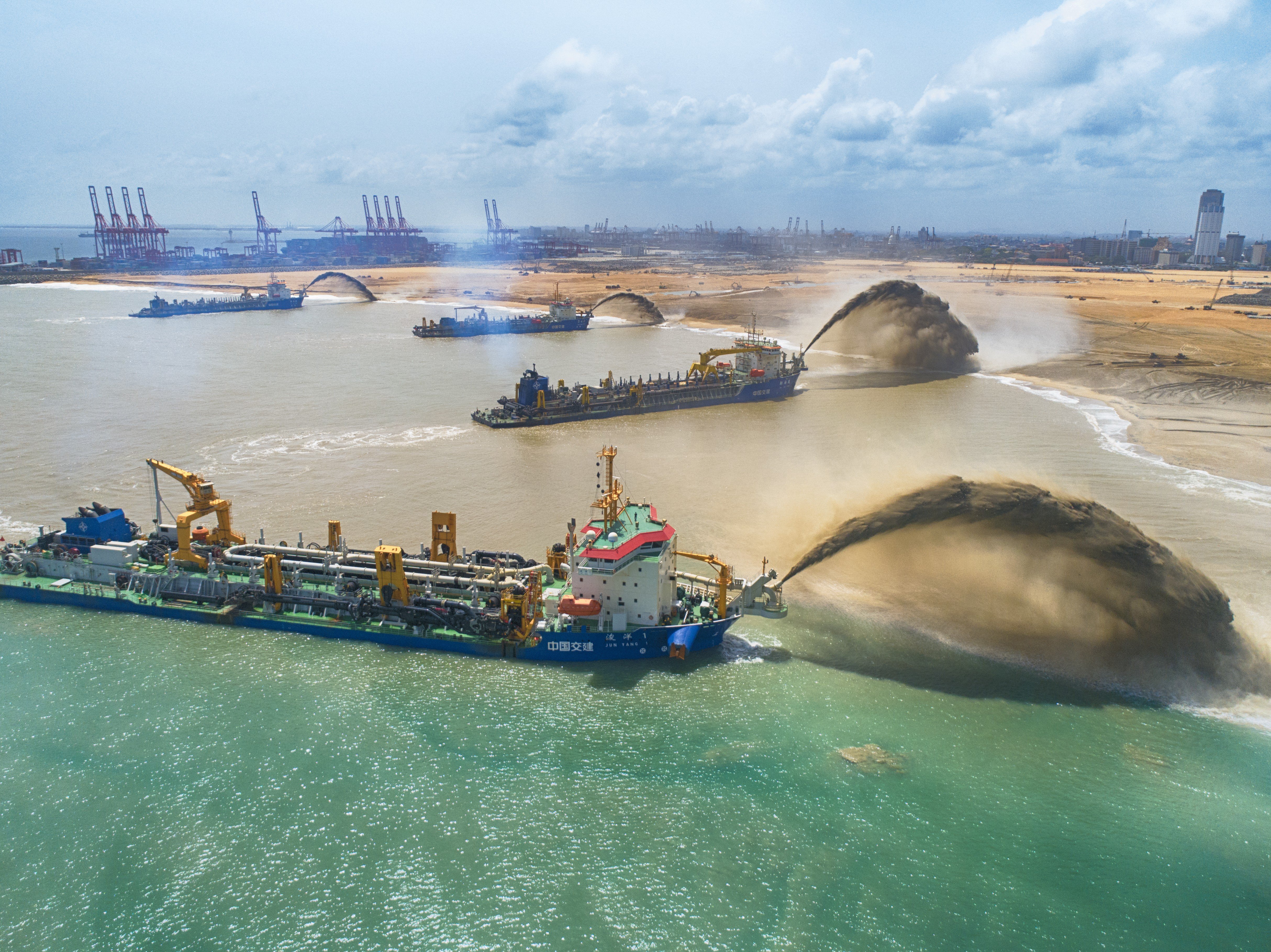 Construction of the China-funded Colombo Port City project in Sri Lanka. Photo: Xinhua