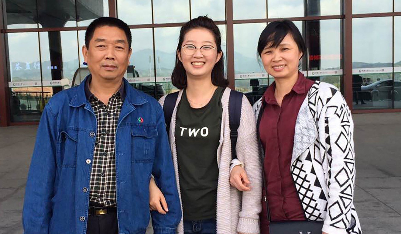 A 2017 photo of Yingying with their parents Zhang Ronggao and Lifeng Ye in Nanping, China. Photo: AP