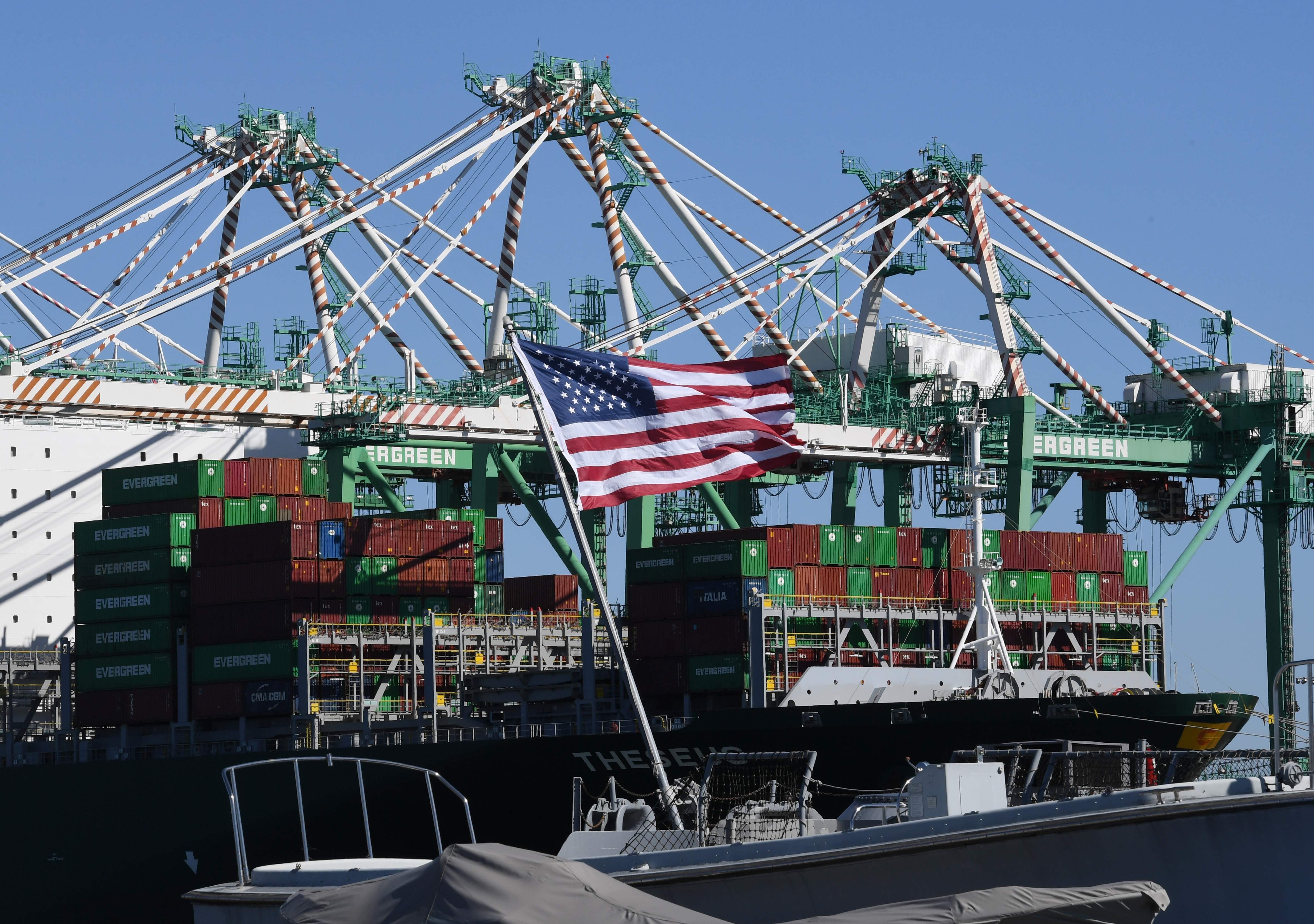 At the Port of Long Beach, America’s busiest port, inbound container trade was down 19.5 per cent in May. Photo: AFP