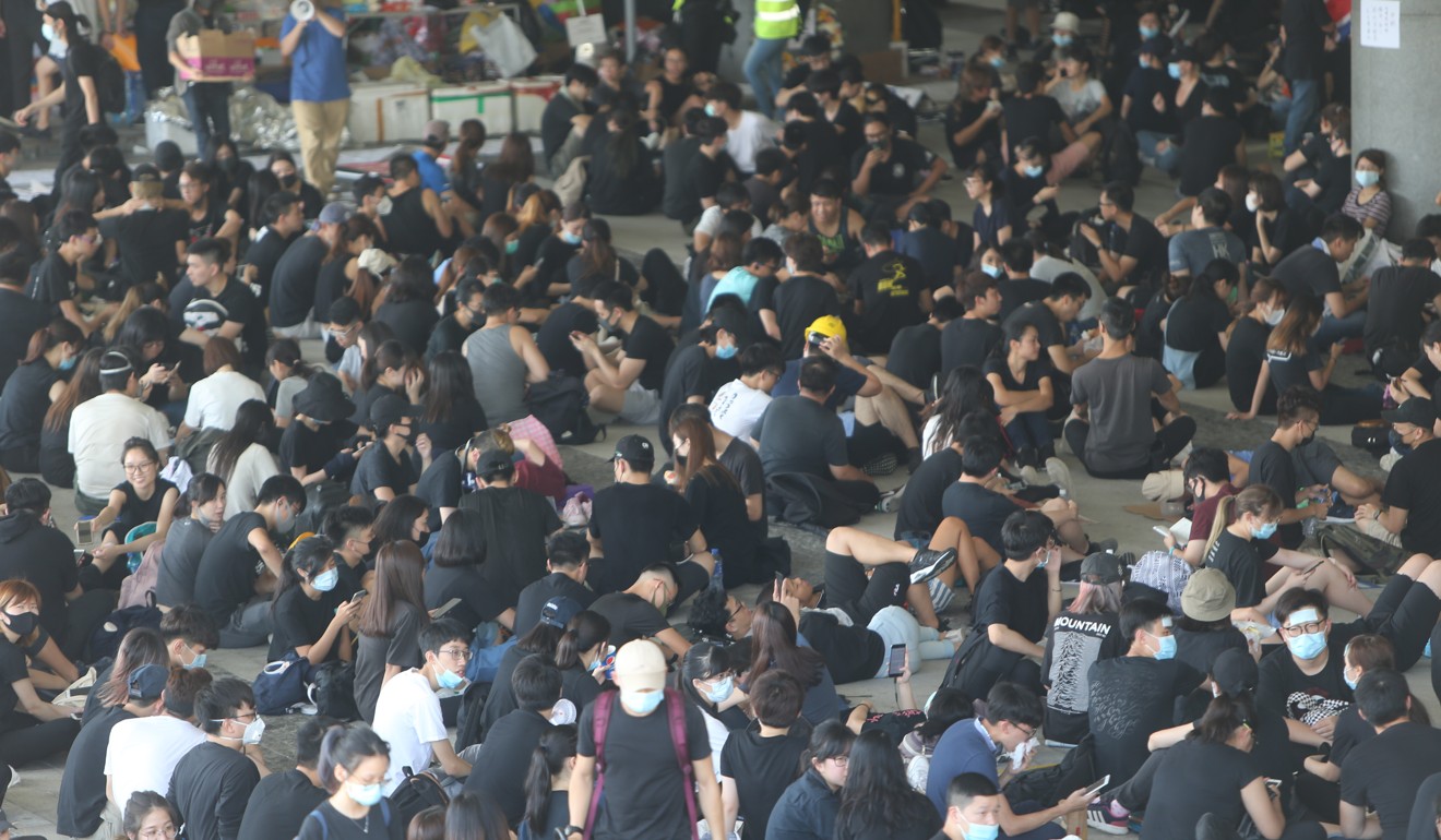 People at the protest site on Friday mostly wore black, with face masks. Photo: Winson Wong
