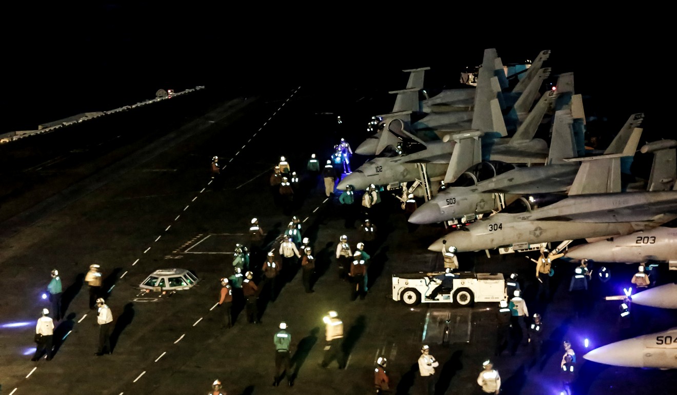 American warplanes on board the USS Abraham Lincoln in the Arabian Sea earlier this month. Photo: Reuters
