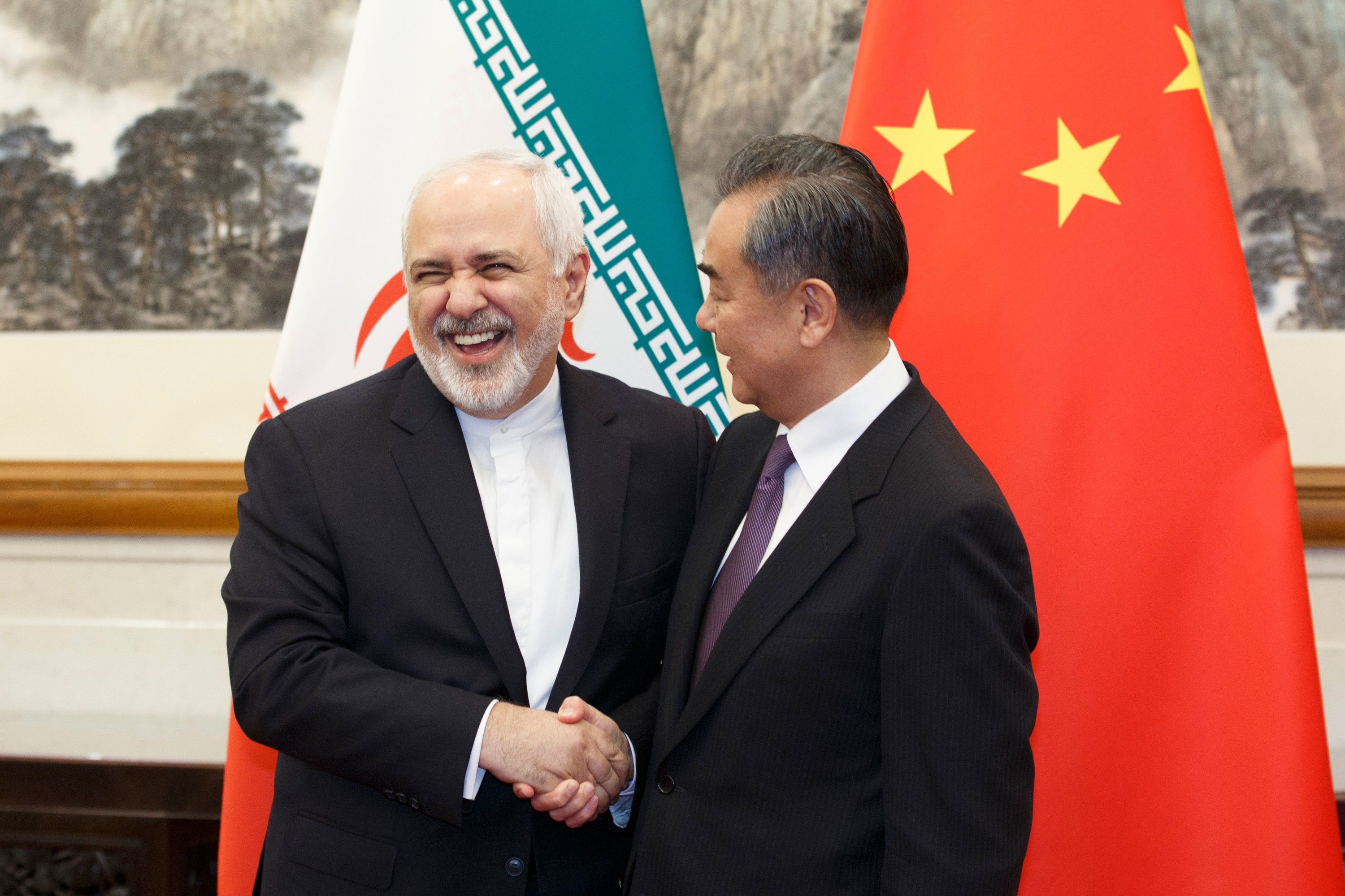 Iran's Foreign Minister Mohammad Javad Zarif meets China's Foreign Minister Wang Yi. Photo: AFP