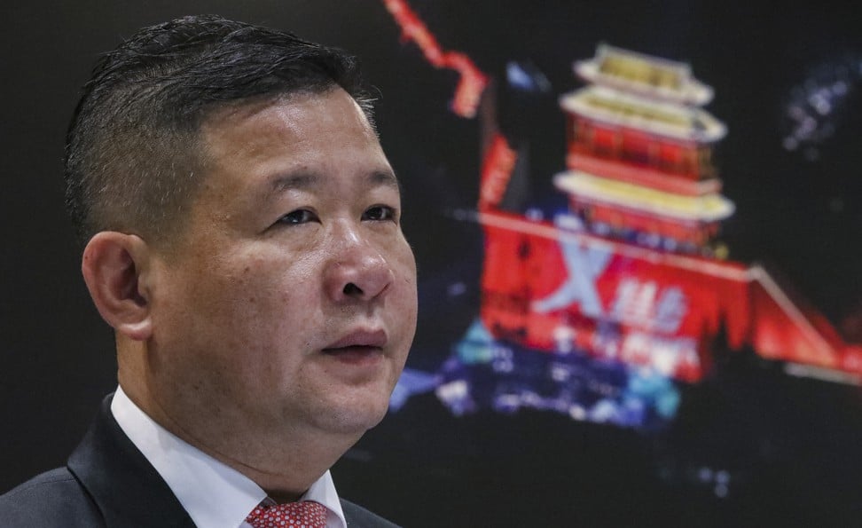 Xtep International Holdings Limited’s chairman and chief executive Ding Shuipo during the company’s 2019 annual general meeting in Hong Kong on 6 May 2019. Photo: Nora Tam