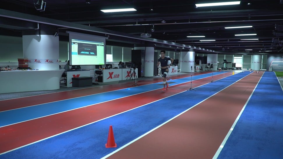 A six-lane running track for testing shoes at Xtep International’s corporate headquarters in Jinjiang city in Fujian province on June 14, 2019. Photo: Louise Moon