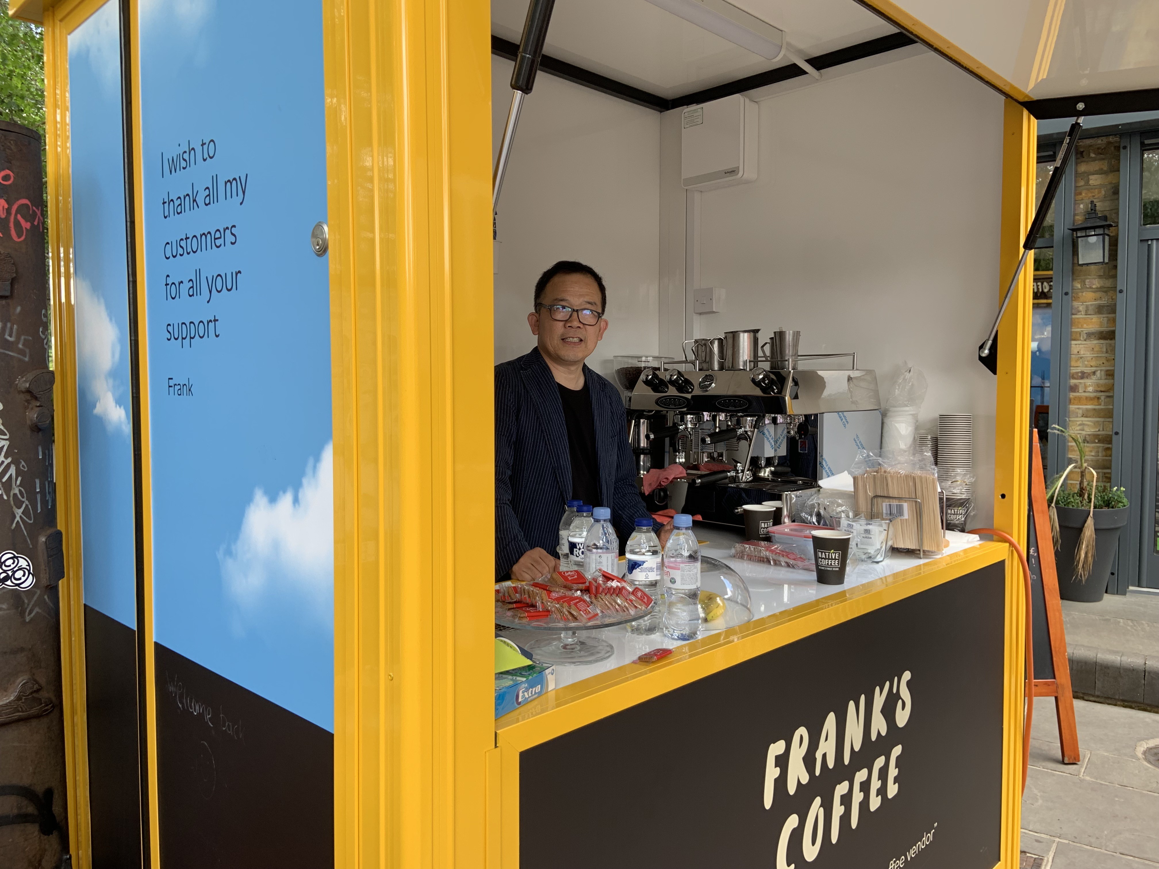 Frank Wang’s new coffee stall in London. Photo: Hilary Clarke