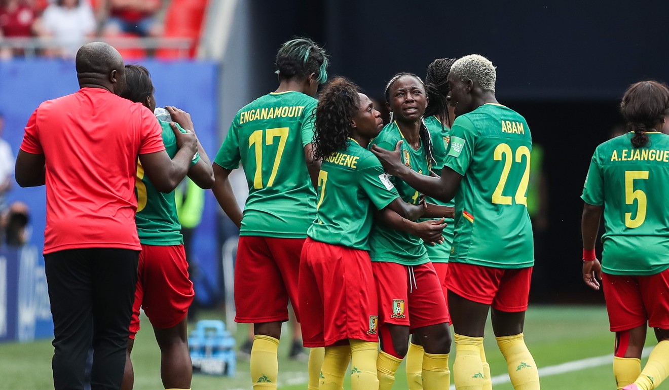 Ajara Nchout of Cameroon is inconsolable after her goal is ruled out. Photo: Xinhua