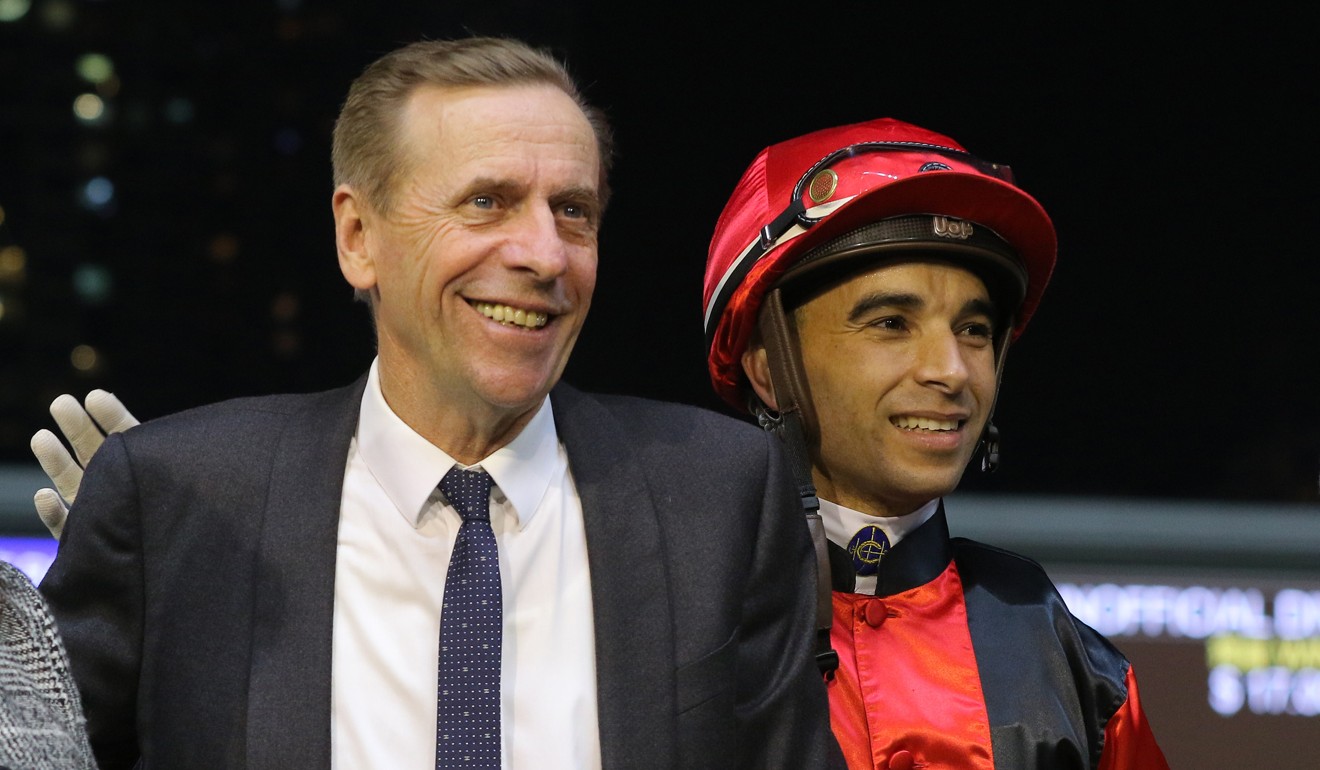 Trainer John Size with stable jockey Joao Moreira.