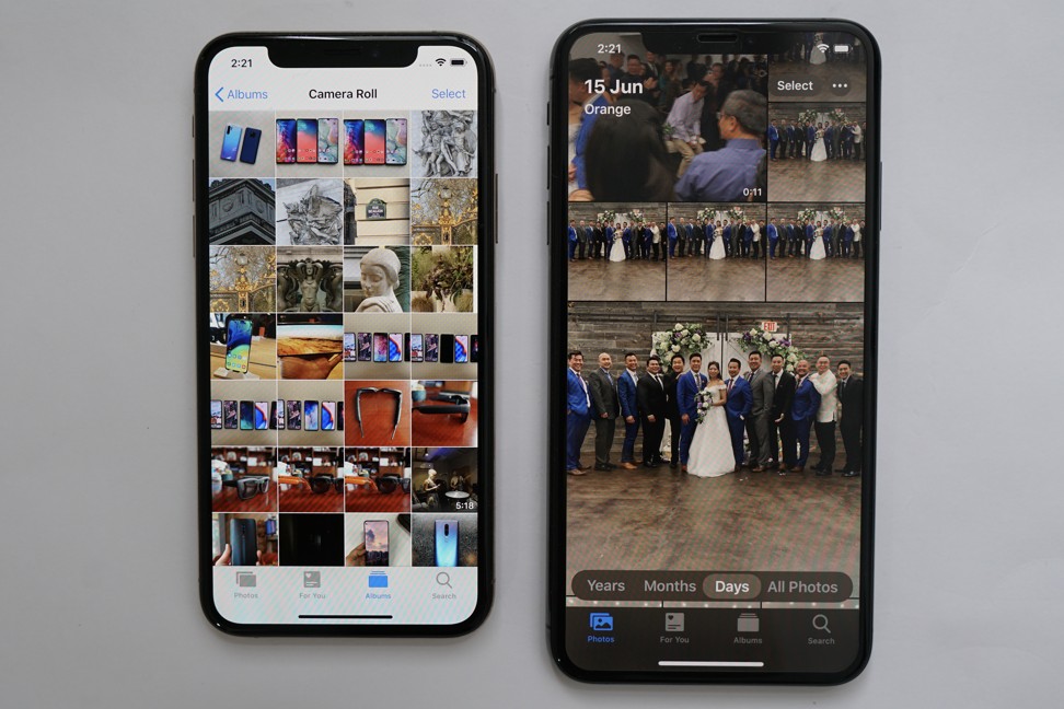 The new photo gallery (right) is more dynamic, with different sized grids and some photos displaying in an animated loop. Photo: Ben Sin