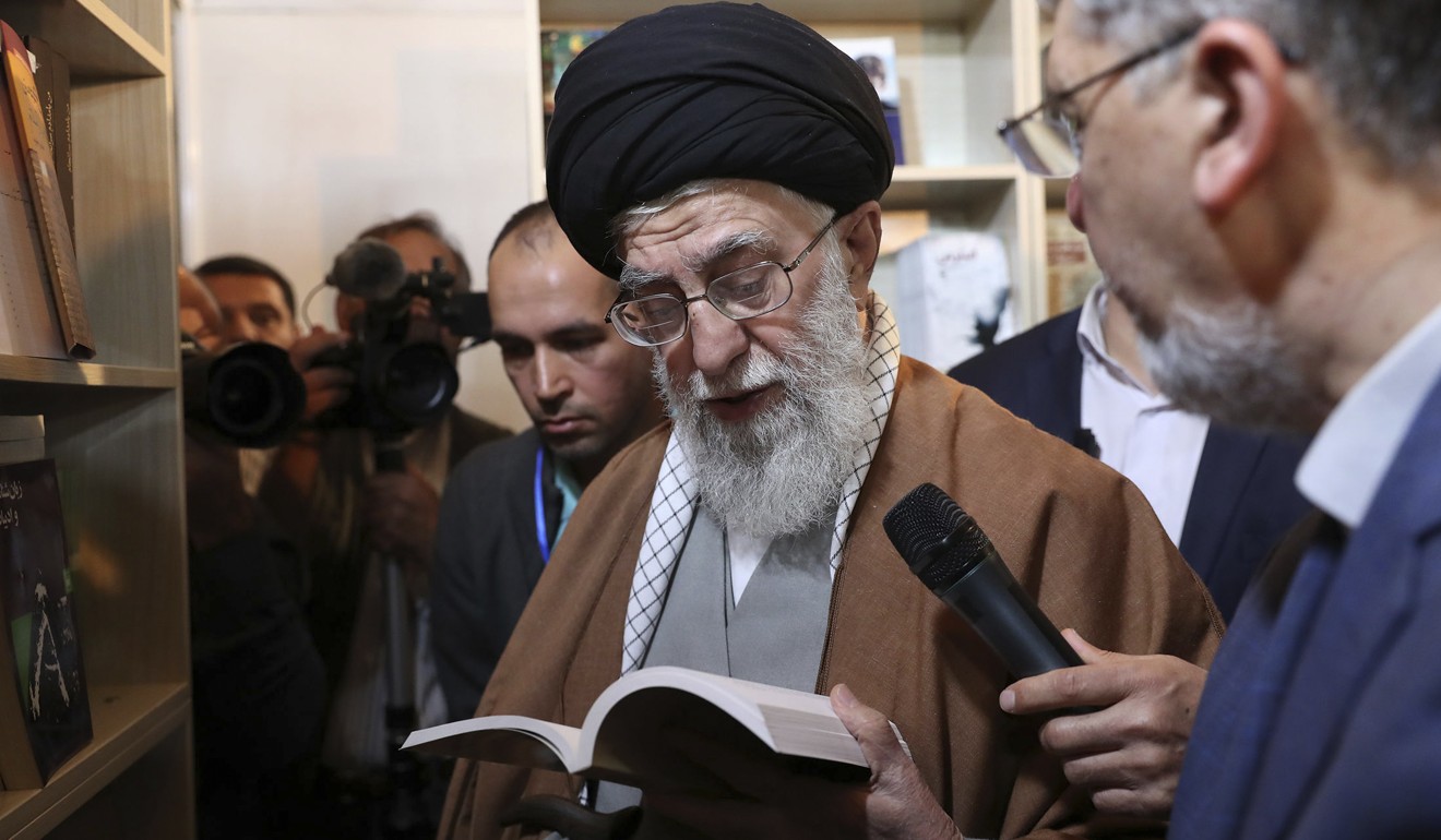 In a picture released in April, Ayatollah Ali Khamenei visits a book fair in Tehran, Iran. Photo: Office of the Iranian Supreme Leader via AP