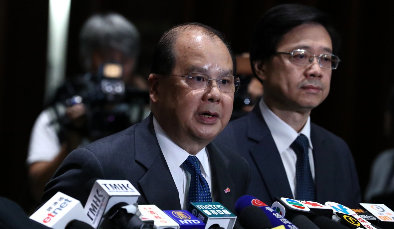 Chief Secretary Matthew Cheung and John Lee have rejected calls for an investigation into the clashes earlier this month, saying the work should be done by the police watchdog. Photo: Nora Tam