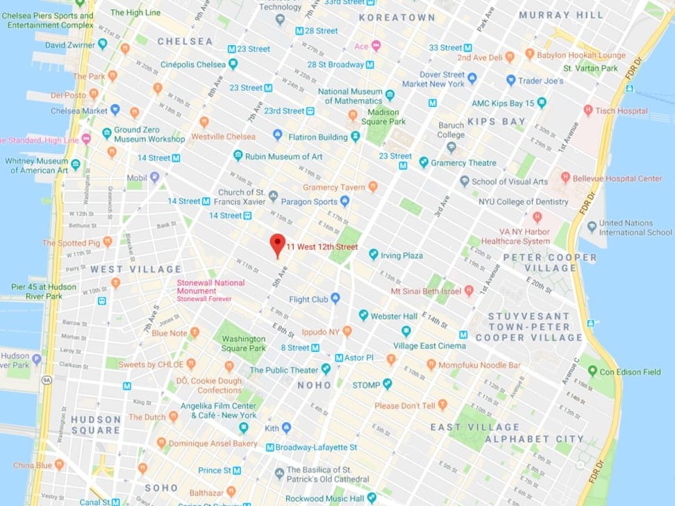 The location of the town house once owned by the late entrepreneur, Malcolm Forbes, in Greenwich Village, New York. Image: Google Maps