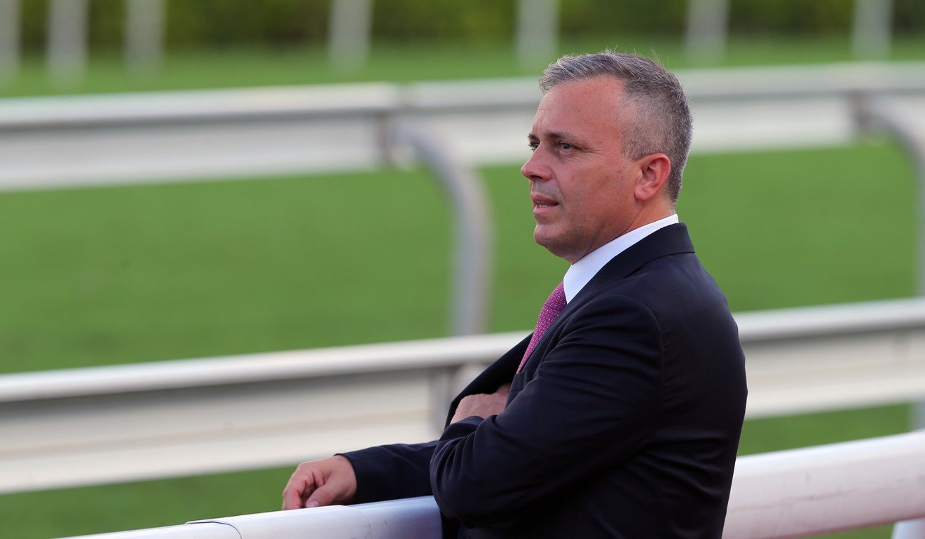 Trainer Caspar Fownes watches on as Winning Delight delivers a surprise win.