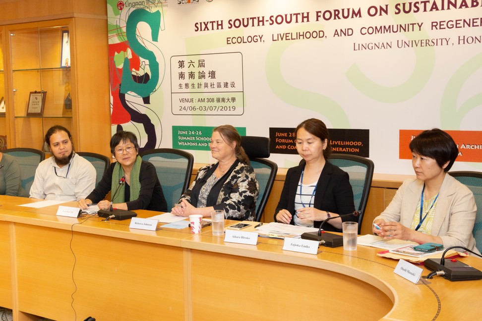 Rebecca Johnson (centre) at the Sixth South-South Forum on Sustainability. Photo: Lingnan University