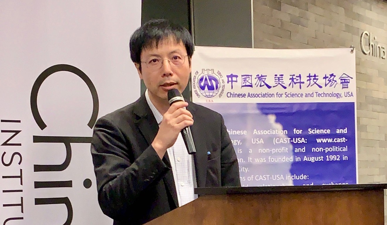 Fred Yan, president of the Chinese Association for Science and Technology USA, speaking at the China Institute in New York on Thursday. Photo: Jodi Xu Klein