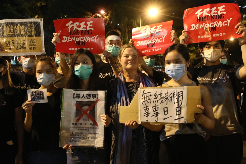 Rebecca Johnson at the anti-extradition protest on June 27. Photo: SCMP
