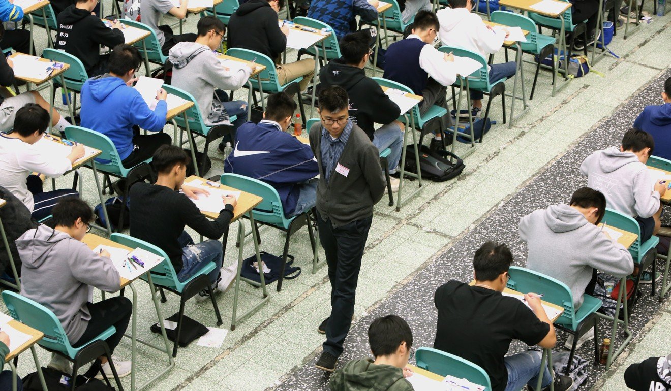 Students take the Hong Kong Diploma of Secondary Education exams in April. Photo: Pool