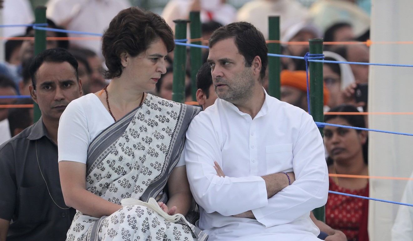 Rahul Gandhi, right, and his sister, Priyanka Gandhi Vadra. Photo: AP