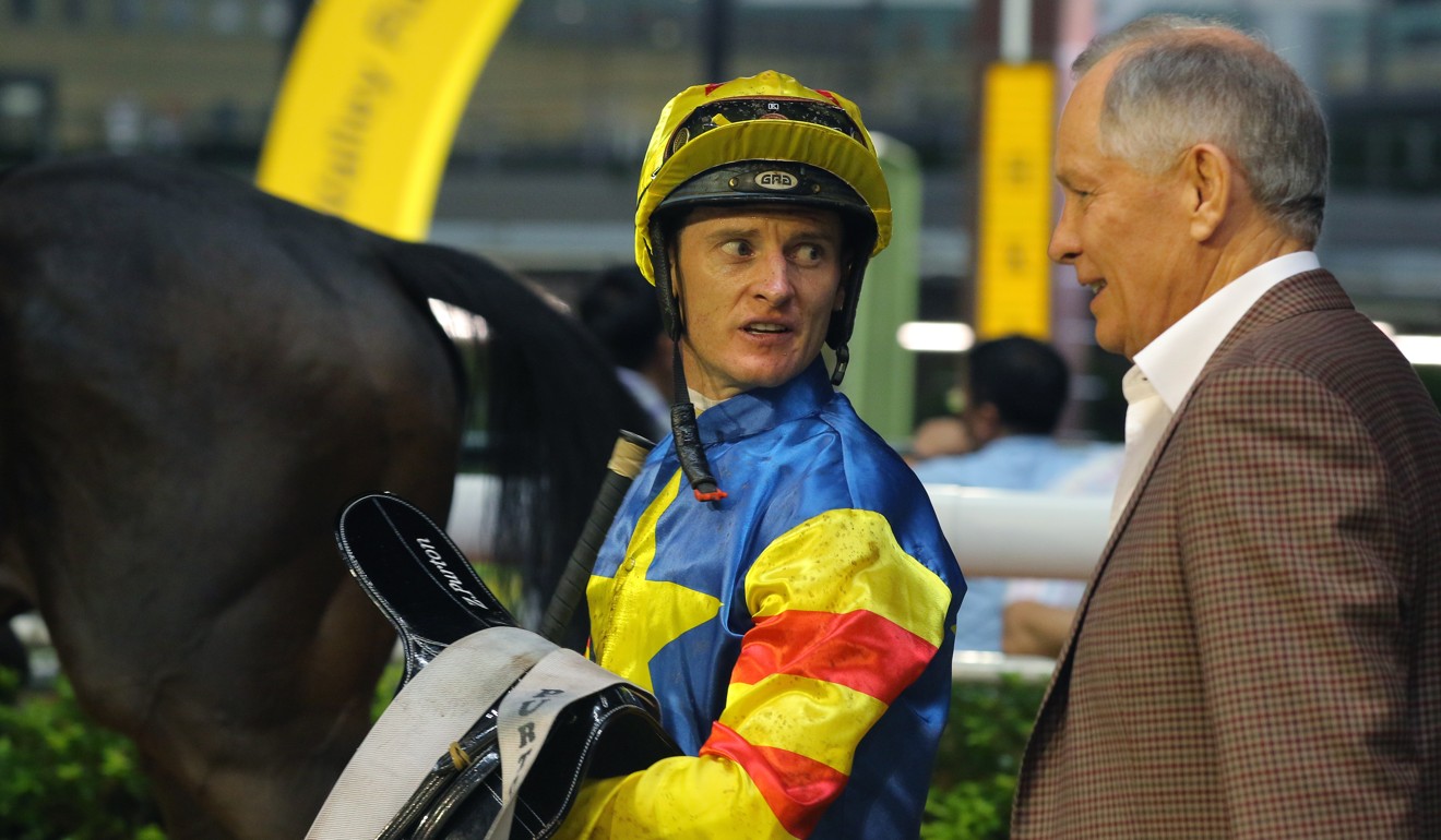 Jockey Zac Purton and trainer John Moore discuss the win of Smart Rocket at Happy Valley on Wednesday night.