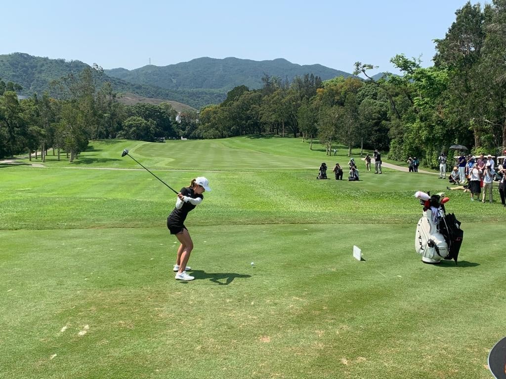 Tiffany Chan tees off in the final round of the 2019 Hong Kong Ladies Open. Photo: SCMP
