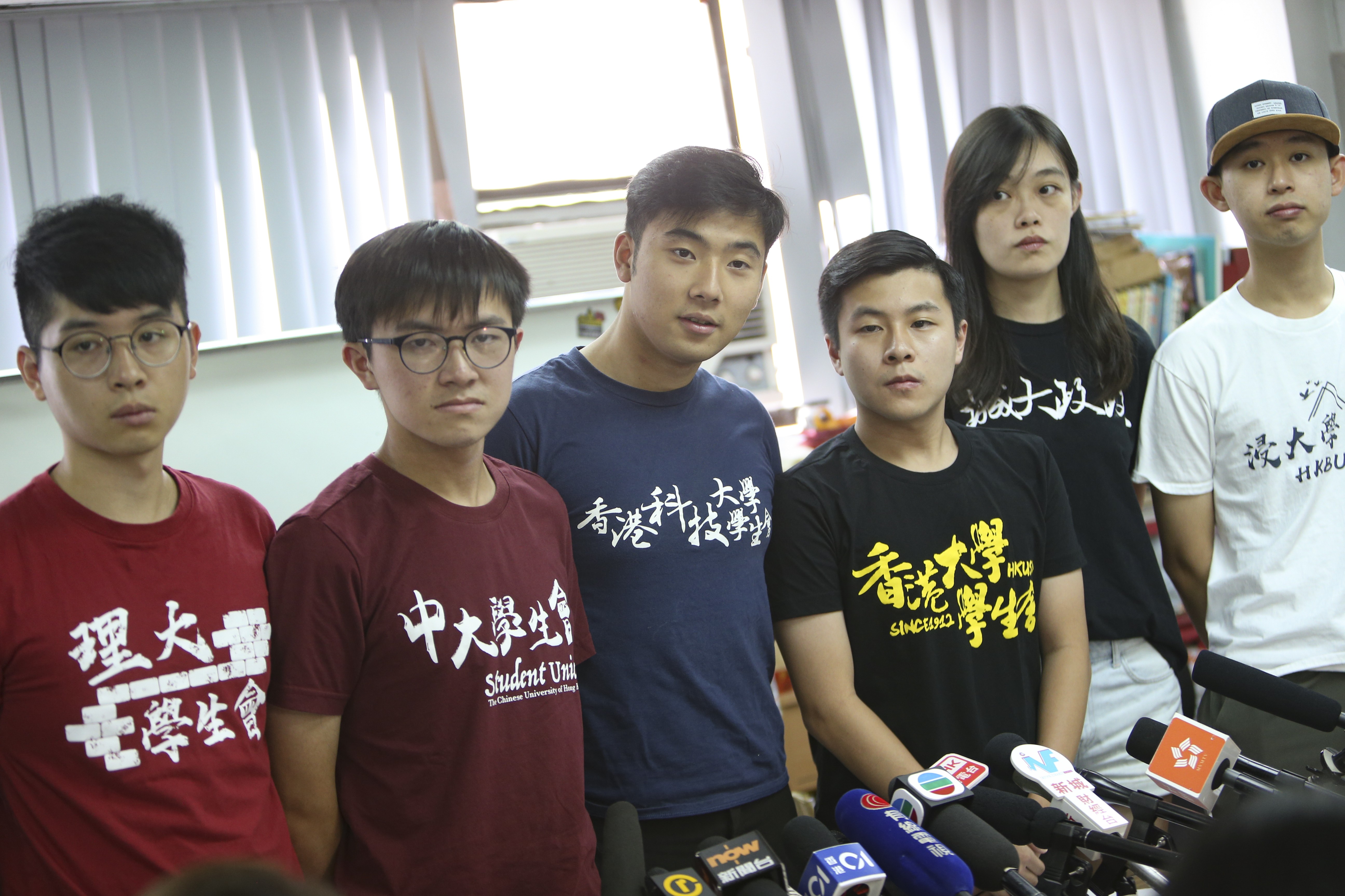 Student Union leaders at a Hong Kong Federation of Students press conference on Friday. Photo: Winson Wong