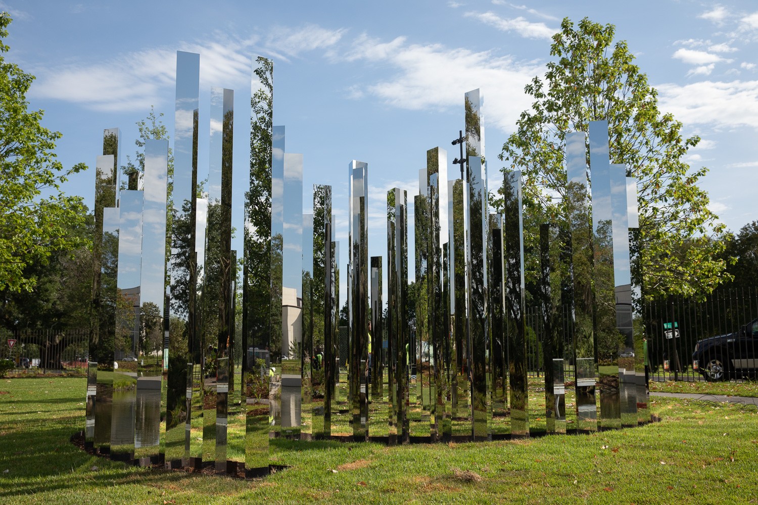 A mirrored labyrinth by Jeppe Hein in the Sydney and Walda Besthoff Sculpture Garden, at the New Orleans Museum of Art (Noma), in Louisiana, the United States. Photo: Noma