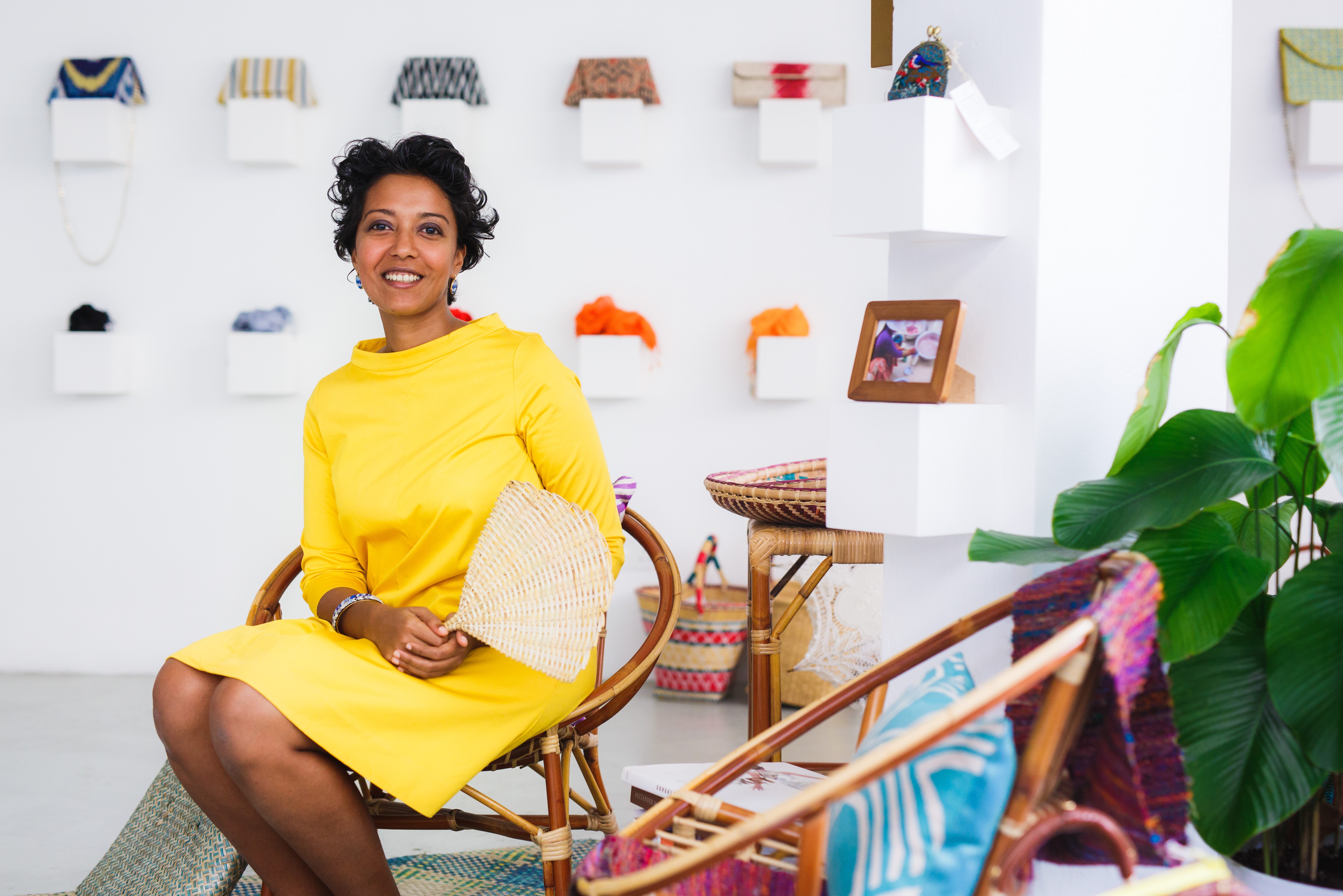 Sasibai Kimis, an investment banker turned social entrepreneur who is trying to take ethical fashion into the mainstream, in her Kuala Lumpur store.