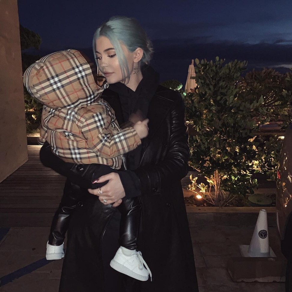 Kylie Jenner and her daughter, Stormi Webster, dressed in a Burberry jacket. Photo: Instagram @kyliejenner