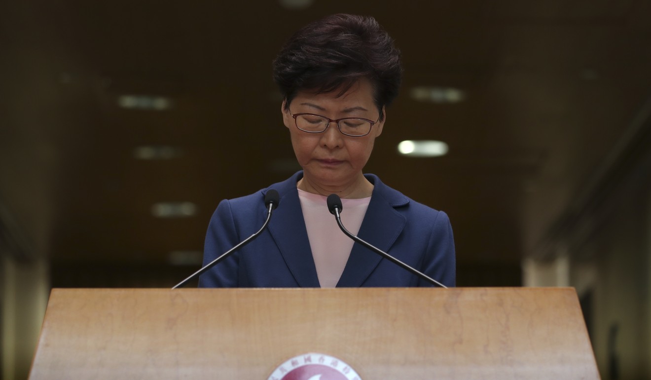 Chief Executive Carrie Lam compared herself to the city’s mother. Photo: Robert Ng