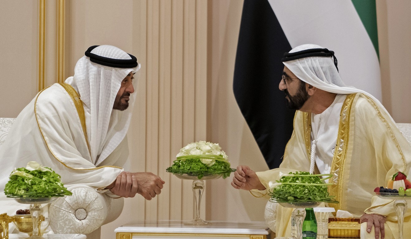 Sheikh Mohammed bin Zayed Al Nahyan (left), Crown Prince of Abu Dhabi, with the Ruler of Dubai Sheikh Mohammed bin Rashid Al Maktoum. Photo: AFP