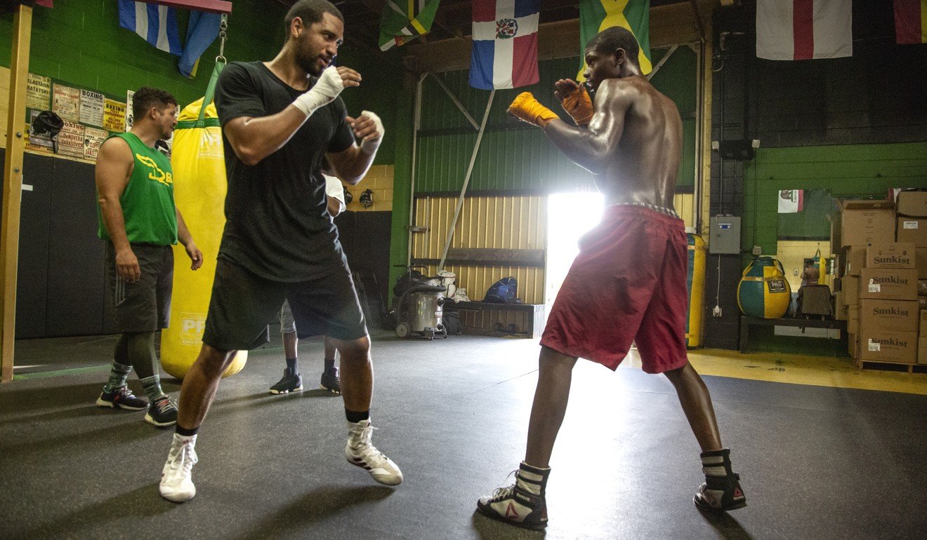 Domo Clark (left) trains with Sincere Brooks at Jackrabbit Boxing Gym, East Long Beach. Photo: Jon Delouz