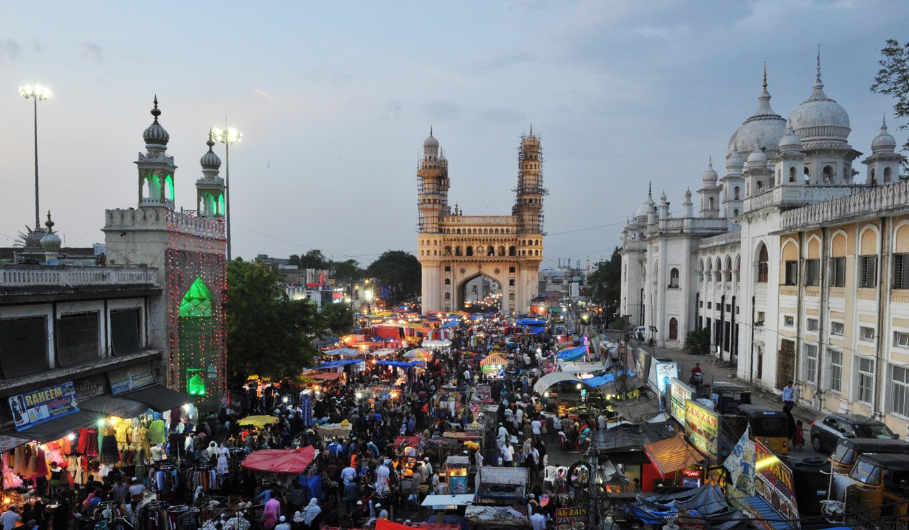 Indian Muslims gather at a market in front of the historical monument Charminar in the old city of Hyderabad. With a staunch Hindu nationalist government, the idea of Islamic finance is unlikely to take off in the near future. Photo: AFP
