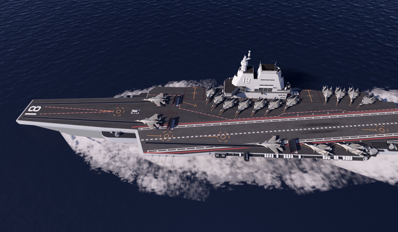 An artist’s impression of China’s third aircraft carrier, which is currently in development. Photo: Handout