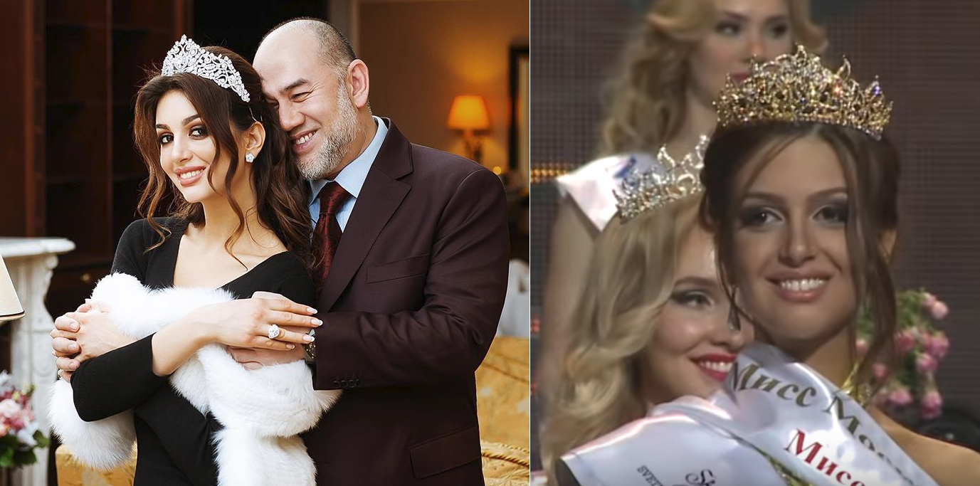 Rihana Oksana Petra (left) with her husband, Kelantan’s Sultan Muhammad V, pictured on their wedding day, and right, after being crowned Miss Moscow. Photos: Instagram/Rihanapetra/Instagram/Miss Moscow