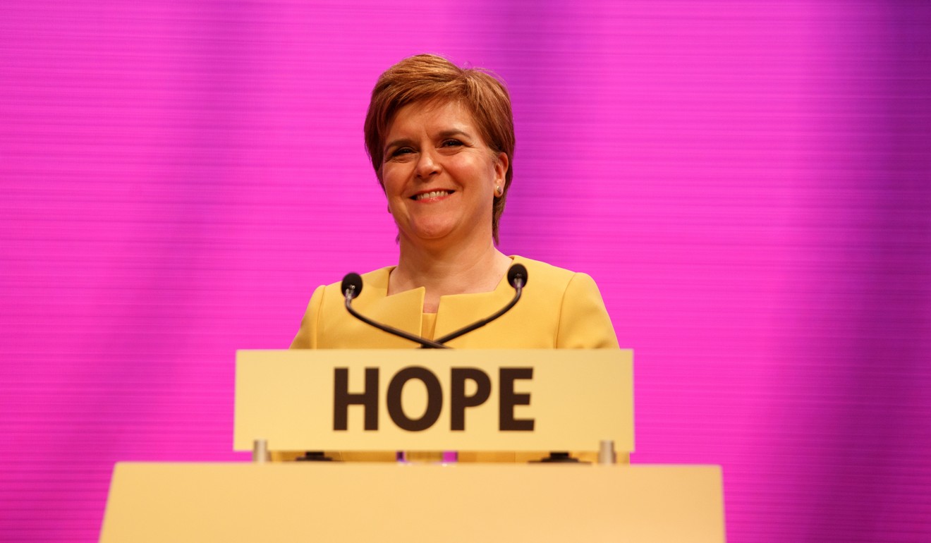 Scotland’s first minister and SNP leader Nicola Sturgeon in April. Photo: EPA