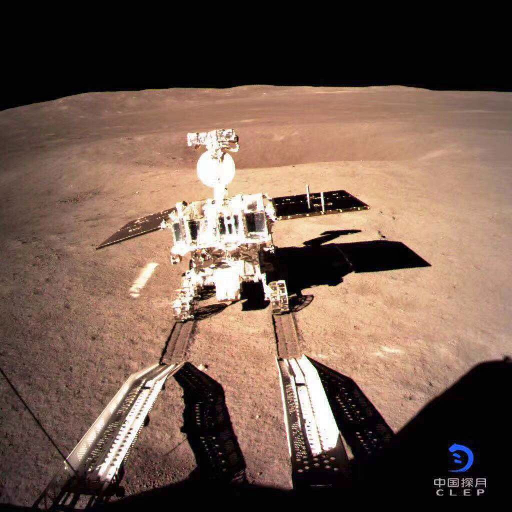 On January 3, 2019, China’s Chang’e 4 lunar probe took this image of its rover Yutu 2, also known as Jade Rabbit, on the previously uncharted far side of the moon. Photo: Xinhua