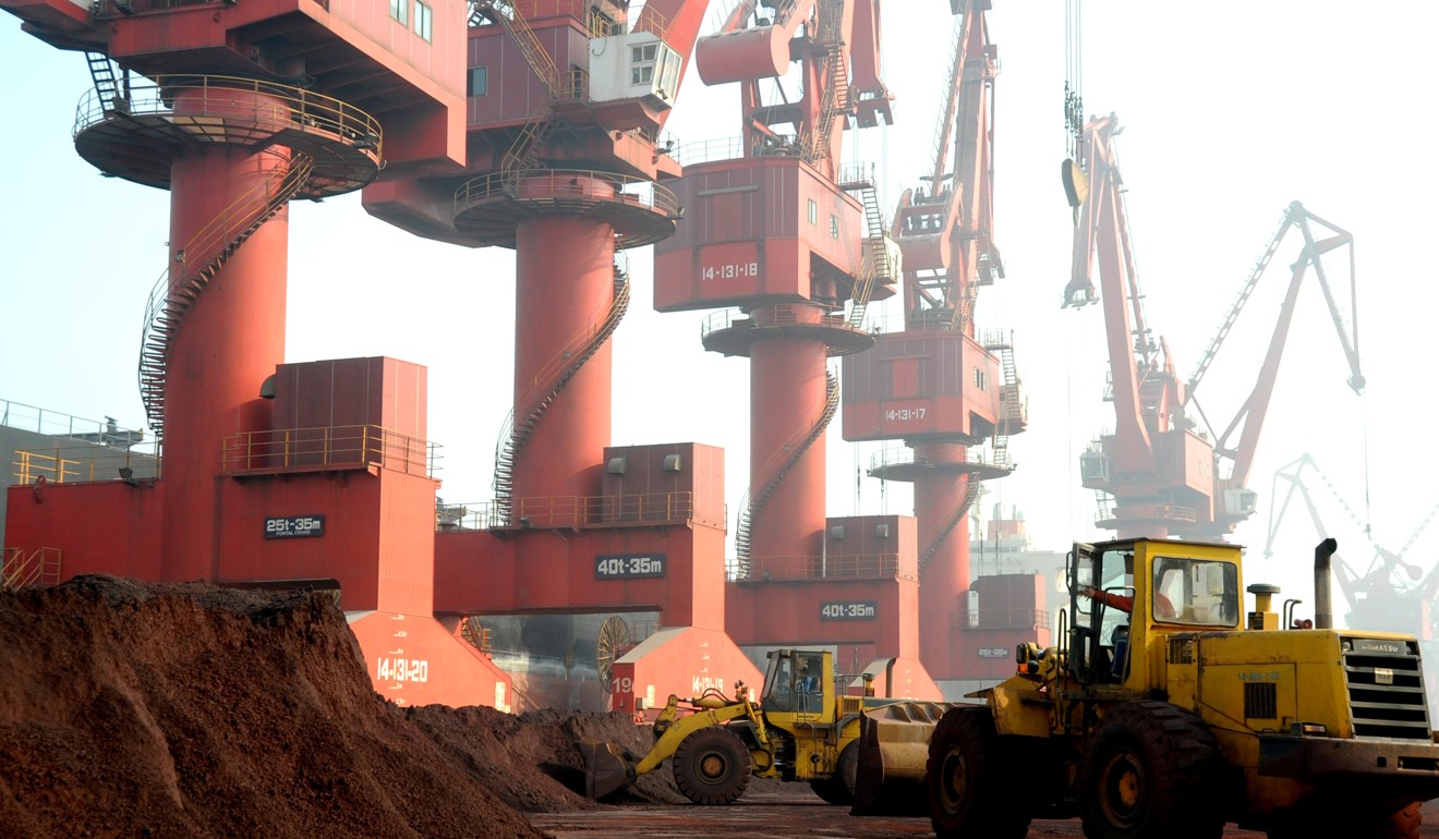 Soil containing rare earth elements are ready for exports at a port in Lianyungang, Jiangsu province. Photo: Reuters