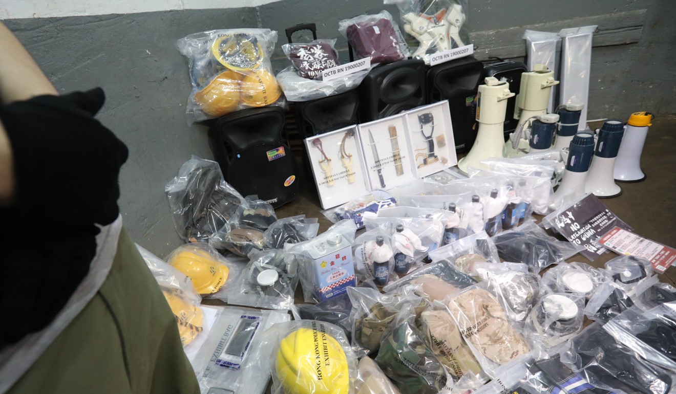 Some of the items seized at the site. Photo: Felix Wong