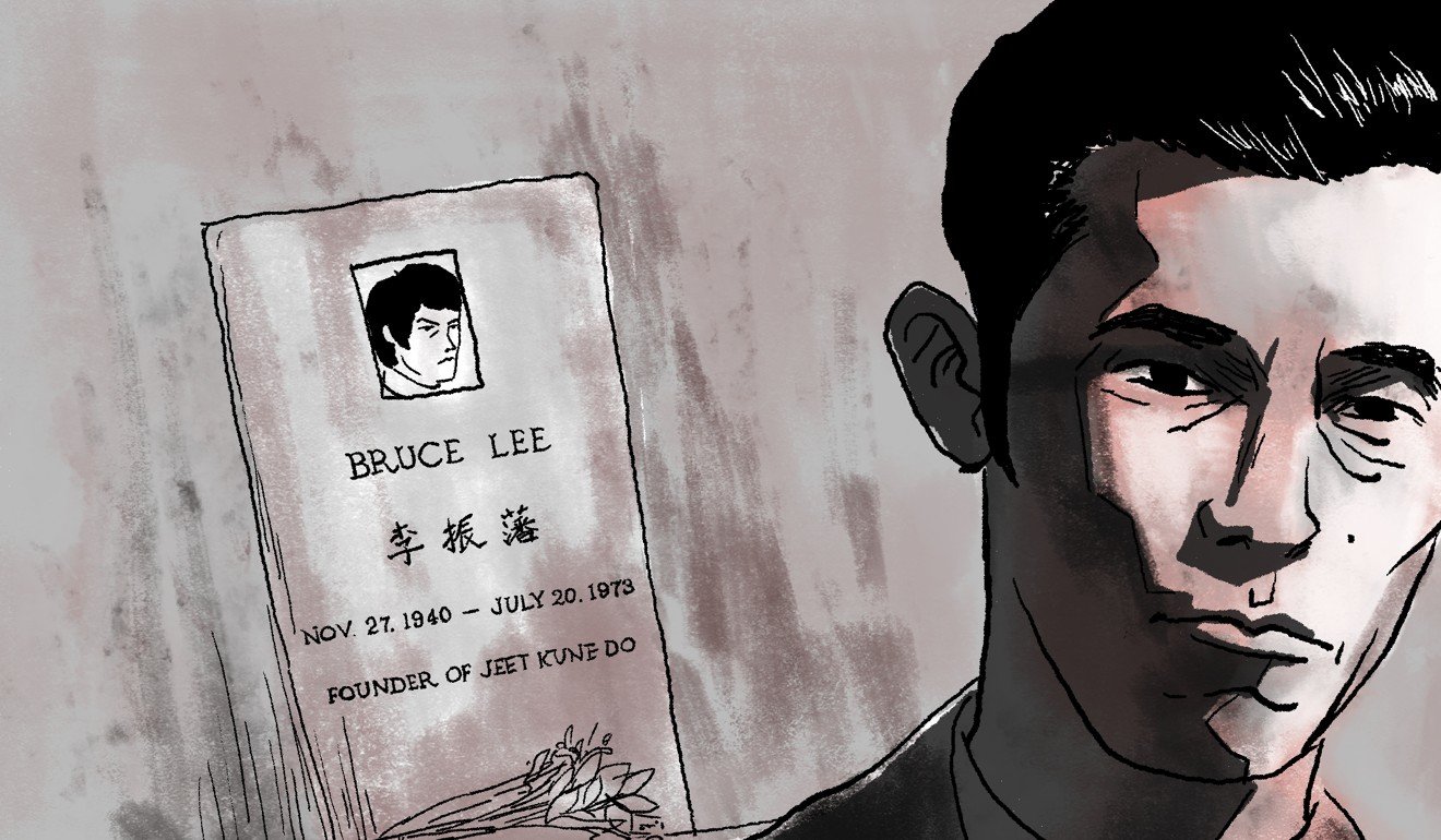 Jason Tobin visited Bruce Lee’s gravesite on a philosophical pilgrimage years ago while living in Los Angeles. Photo: SCMP Illustration