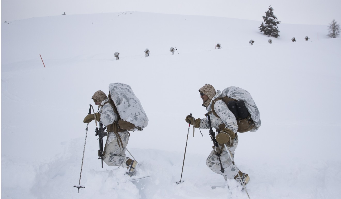 US Marines training in snow. Photo: AP
