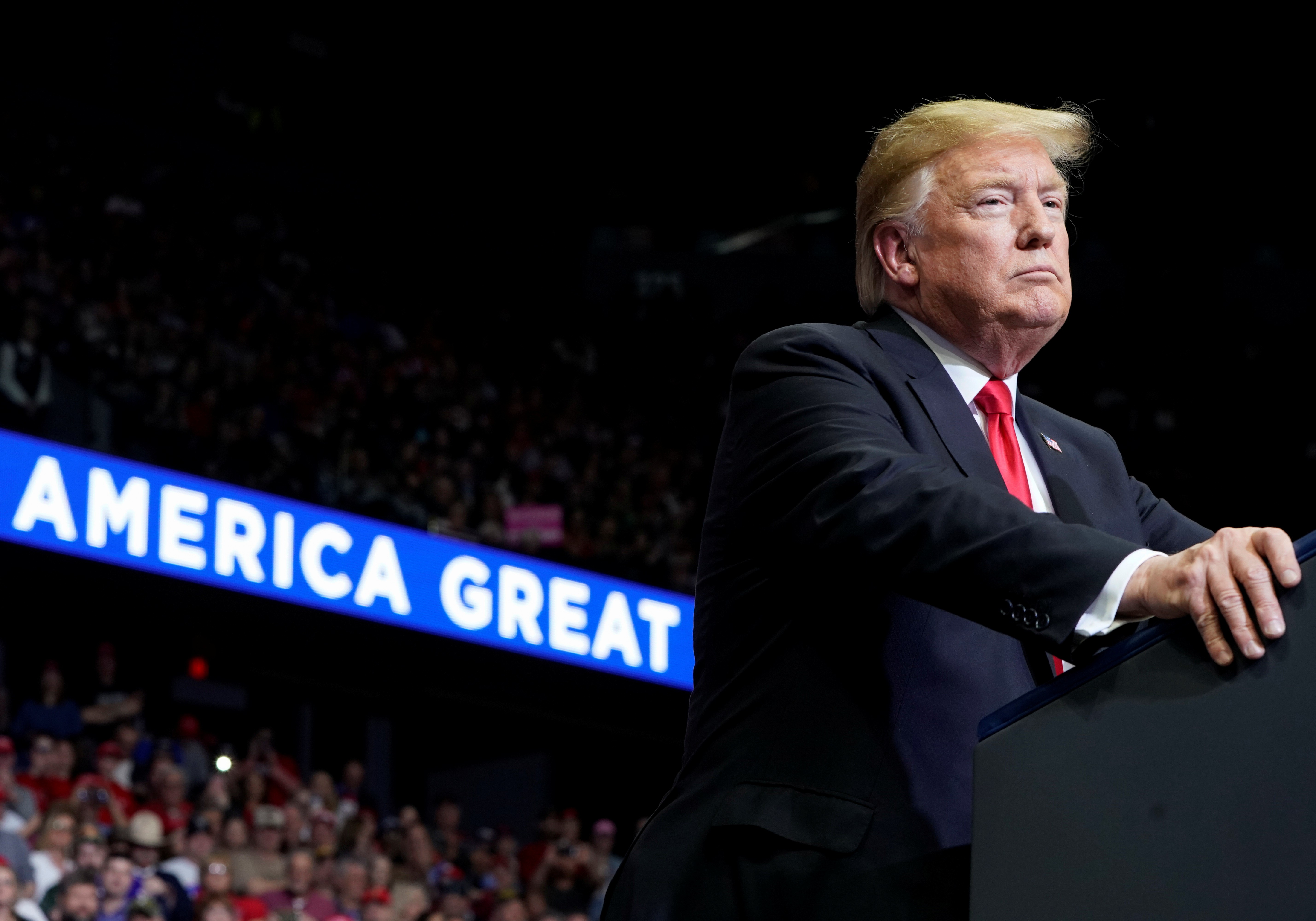 US President Donald Trump speaks during a “Make America Great Again” rally in Grand Rapids, Michigan, on March 28, 2019. Photo: Reuters