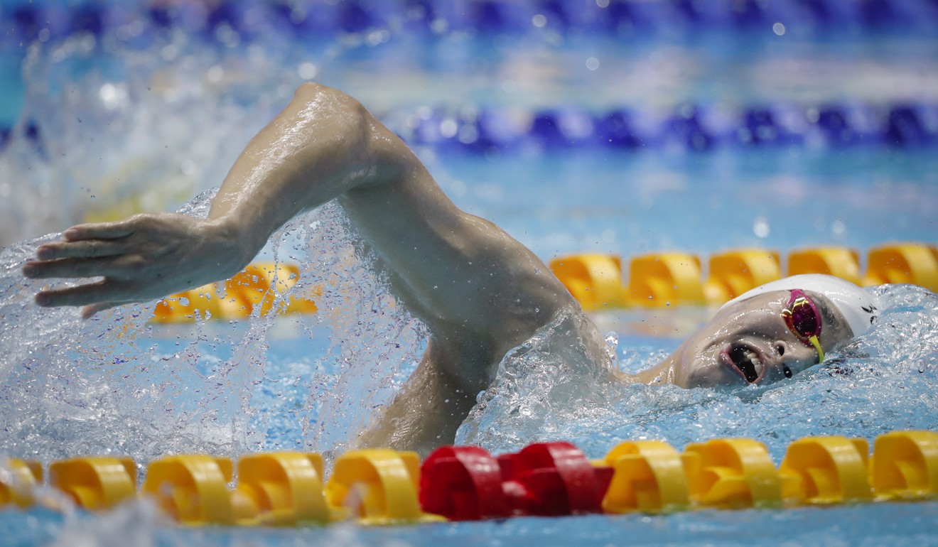 Sun Yang swims in the men's 400m freestyle final. Photo: AP