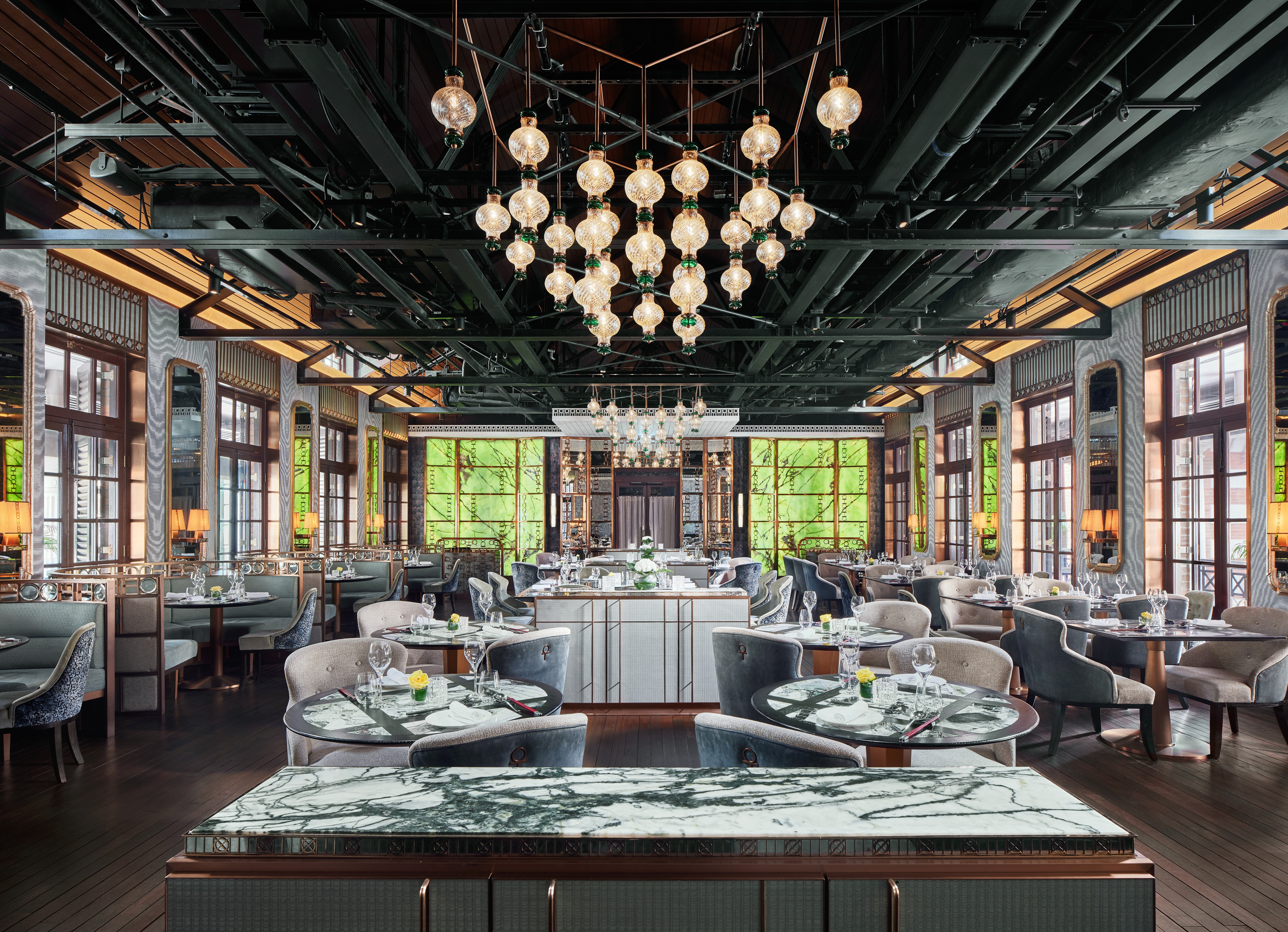 The interior of the restaurant Statement at Tai Kwun Centre for Culture and Arts – the heritage building once the home of Hong Kong’s Central Police Station – which was designed by luxury Hong Kong design firm AB Concept.