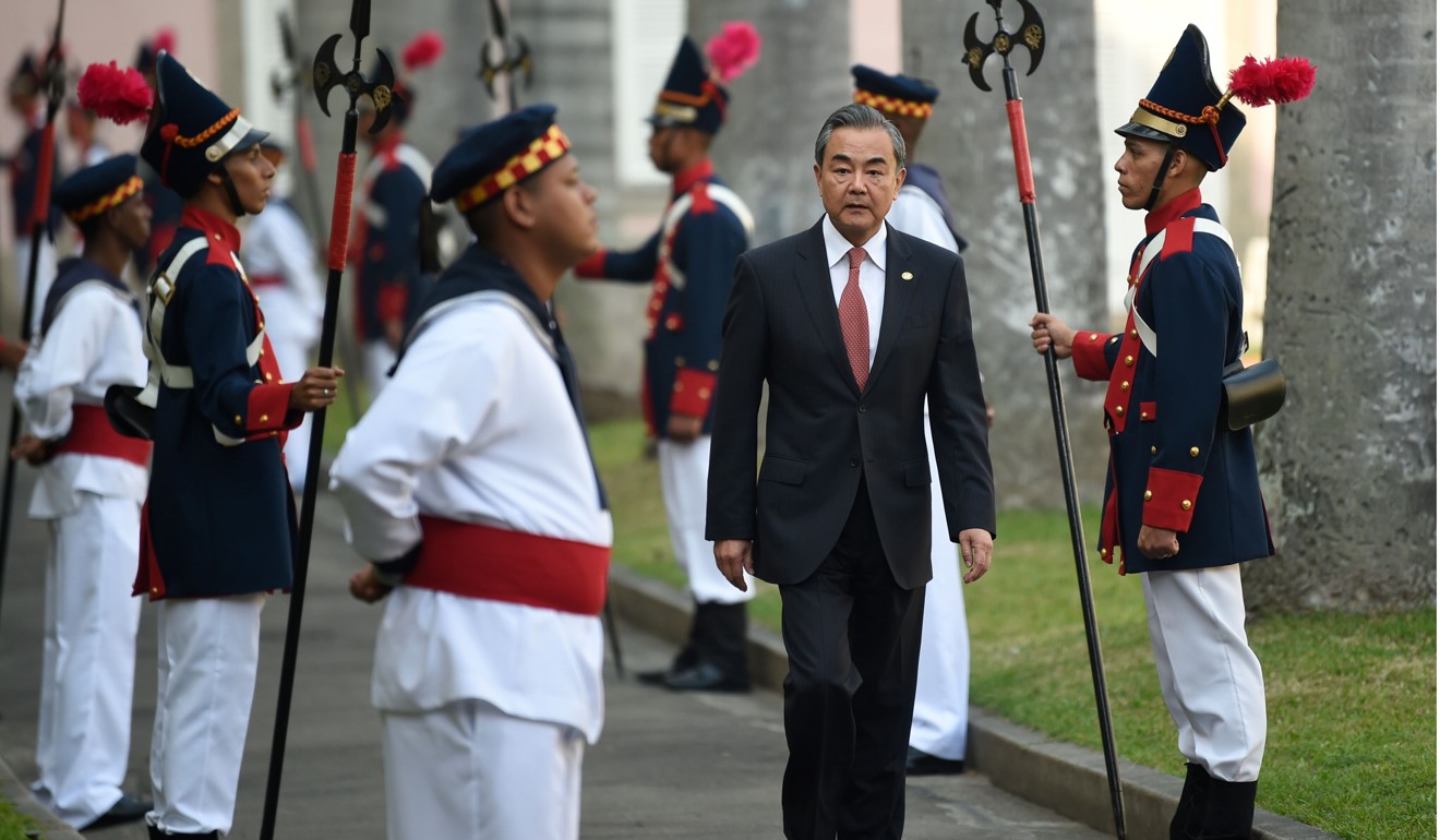 Wang Yi, who is also China’s state councillor, arrives at Itamaraty Palace in Rio de Janeiro on Friday. He visited Brazil before a two-day trip to Chile over the weekend. Photo: AFP