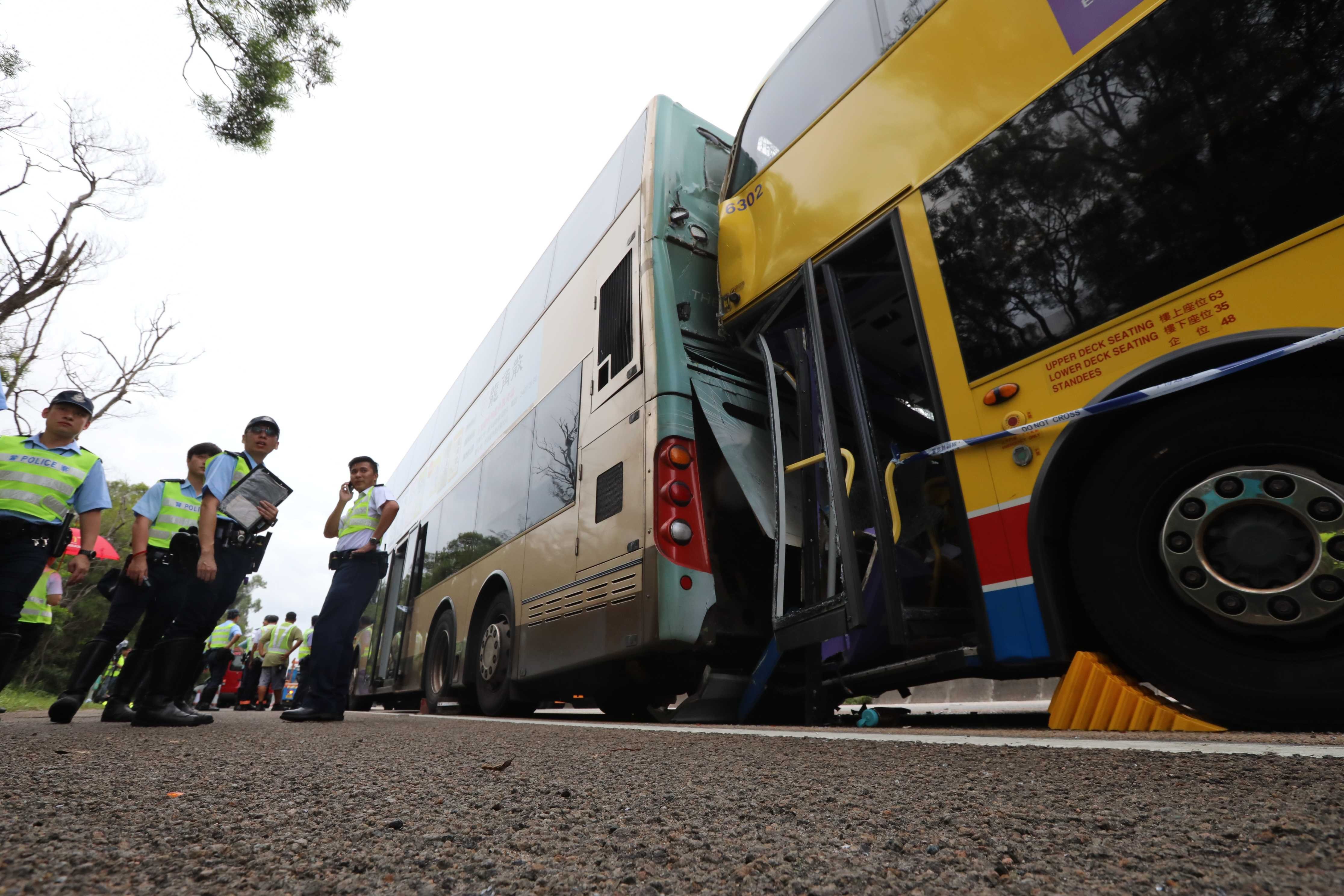 The buses collided during rush hour near Ting Kau Bridge. Photo: Felix Wong