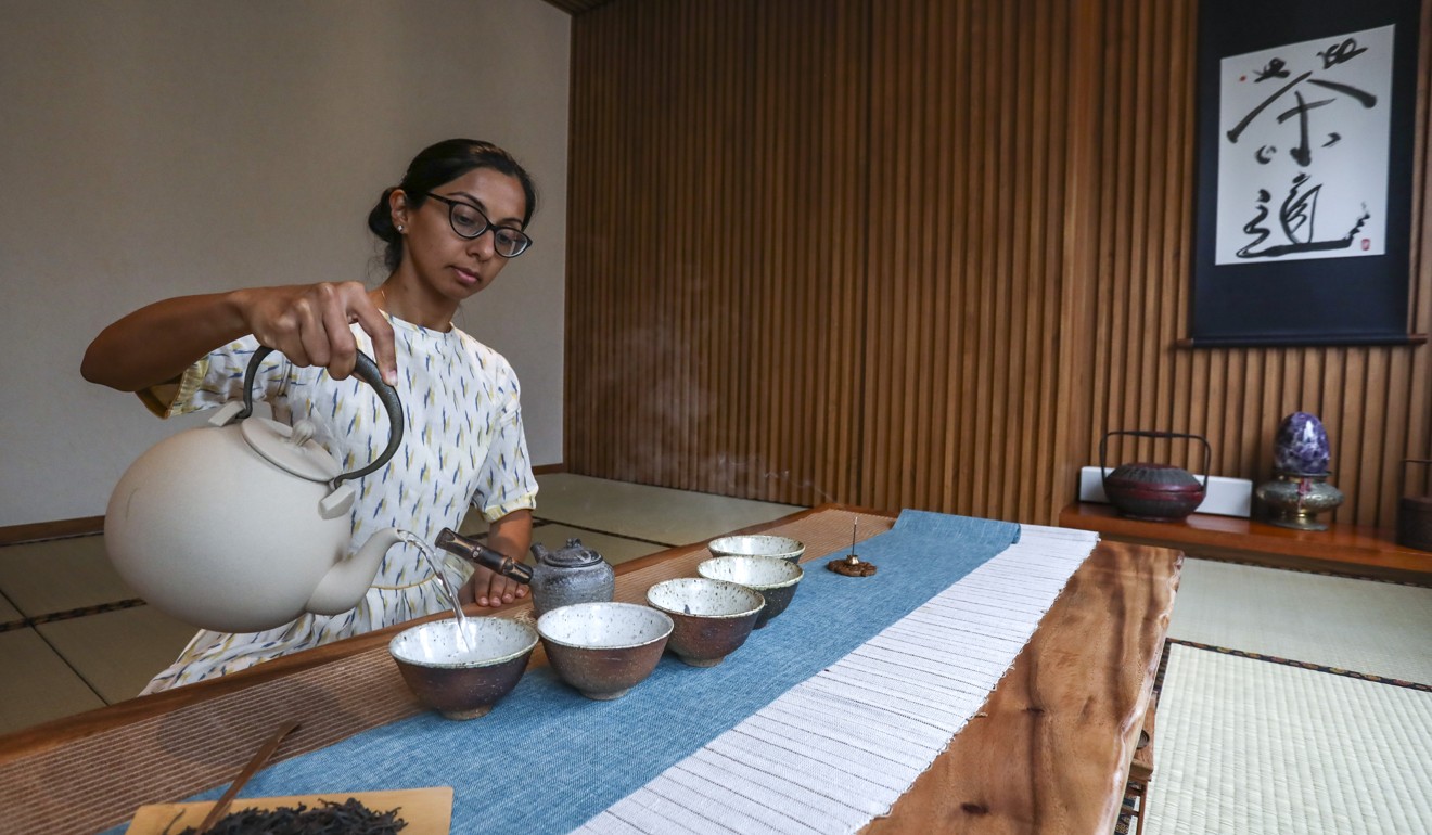 Fivelements tea curator Resham Daswani conducts a tea ceremony at the wellness centre. Photo: Jonathan Wong