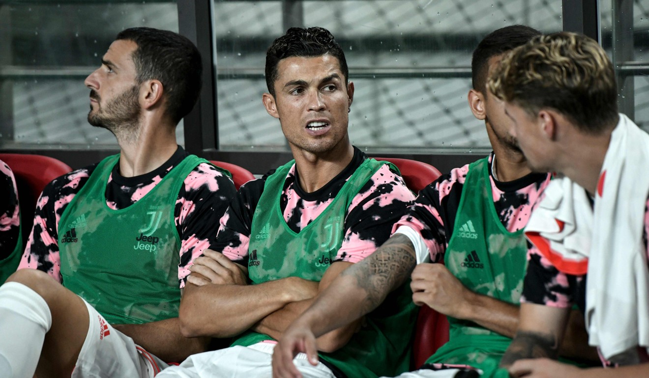 Cristiano Ronaldo on the Juventus bench in Seoul. Photo: AFP