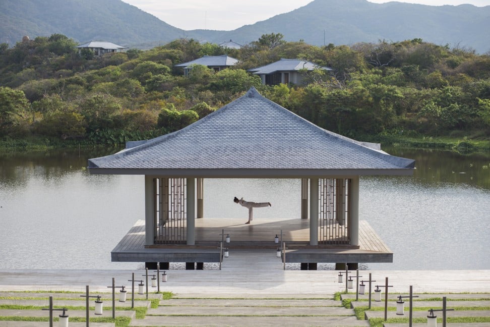 The yoga pavilion on the Lotus Lake