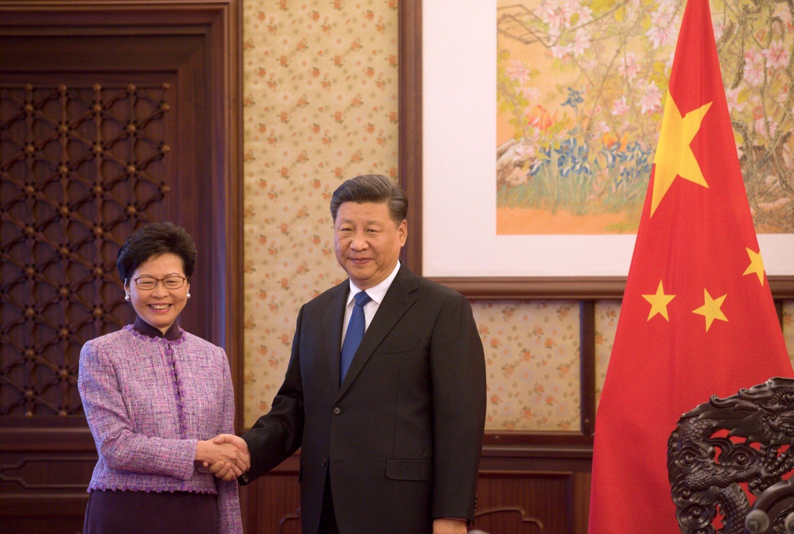 President Xi Jinping greets Carrie Lam Cheng Yuet-ngor, the chief executive of Hong Kong, as she visits Beijing to brief him on the latest economic, social and political situation in the city, in December 2018. Six months on, Hong Kong is witnessing its worst political crisis since the handover. Photo: Hong Kong’s Information Services Department